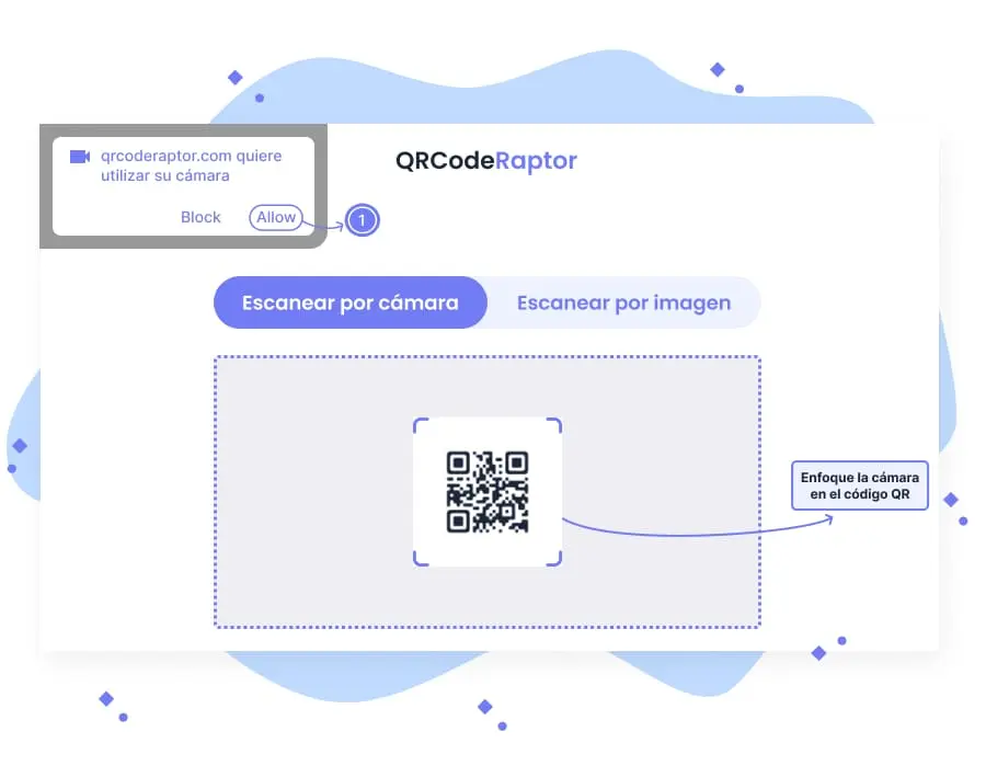 Instrucciones para escanear un código QR con la cámara de un dispositivo